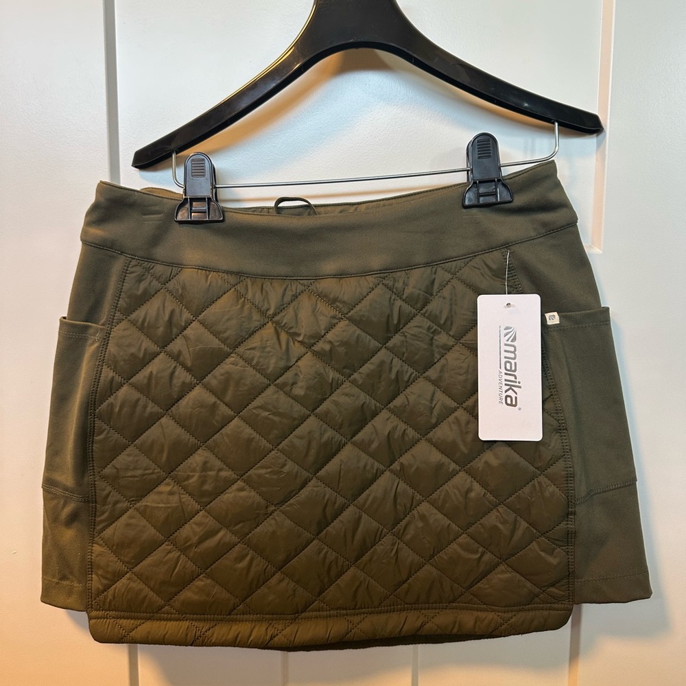 Maika Green Quilted Bubble Mini Skirt